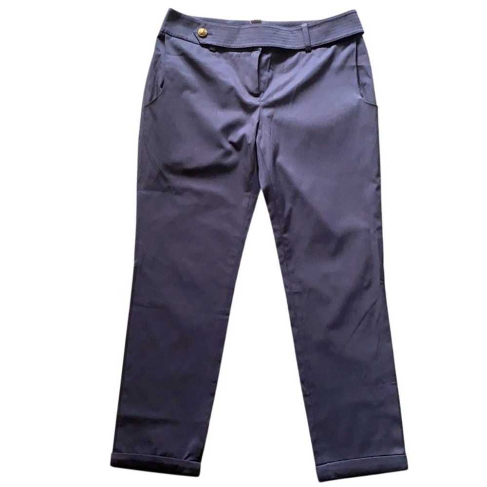 CALLIA‎ SOLEZIA Women's Navy Blue Belted Trouser Pants Size Medium